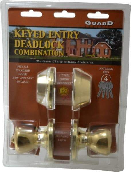 Value Collection - Bright Brass Entry Knob Lockset - 2-3/8" Back Set - USA Tool & Supply