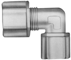 Made in USA - 5/16" Tube OD, Acetal/Celcon Plastic Compression Tube Female Elbow - 1/4 NPT Pipe, 220°F Max, Plastic Grip - USA Tool & Supply