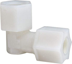 Made in USA - 3/8" Tube OD, Nylon Plastic Compression Tube Female Elbow - 3/8 NPT Pipe, 220°F Max, Plastic Grip - USA Tool & Supply