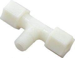 Made in USA - 3/8" Tube OD, Nylon Plastic Compression Tube Male Branch Tee - 1/4 NPT Pipe, 220°F Max, Plastic Grip - USA Tool & Supply
