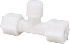 Made in USA - 3/8" Tube OD, Nylon Plastic Compression Tube Male Branch Tee - 3/8 NPT Pipe, 220°F Max, Plastic Grip - USA Tool & Supply