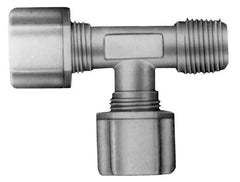 Made in USA - 5/16" Tube OD, Nylon Plastic Compression Tube Male Run Tee - 1/4 NPT Pipe, 220°F Max, Plastic Grip - USA Tool & Supply