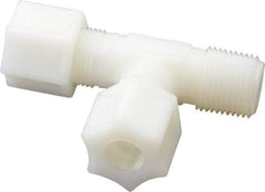 Made in USA - 3/8" Tube OD, Nylon Plastic Compression Tube Male Run Tee - 3/8 NPT Pipe, 220°F Max, Plastic Grip - USA Tool & Supply