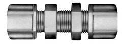 Made in USA - 5/16" Tube OD, Polypropylene Plastic Compression Tube Bulkhead Union - 215°F Max, Plastic Grip - USA Tool & Supply