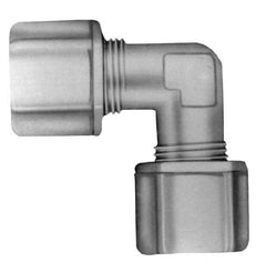 Made in USA - 5/16" Tube OD, Kynar Plastic Compression Tube Union Elbow - 275°F Max, Plastic Grip - USA Tool & Supply
