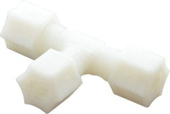 Made in USA - 3/8" Tube OD, Nylon Plastic Compression Tube Union Tee - 220°F Max, Plastic Grip - USA Tool & Supply