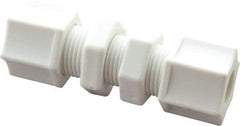 Made in USA - 3/8" Tube OD, Polypropylene Plastic Compression Tube Bulkhead Union - 215°F Max, Plastic Grip - USA Tool & Supply