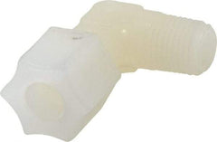 Made in USA - 3/8" Tube OD, Kynar Plastic Compression Tube Male Elbow - 1/4 NPT Pipe, 275°F Max, Plastic Grip - USA Tool & Supply