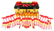 80 Piece - Insulated Tool Set with Pliers; Cutters; Nut Drivers; Screwdrivers; T Handles; Knife; Sockets & 3/8" Drive Ratchet w/Extension; Adjustable Wrench; Ruler - USA Tool & Supply
