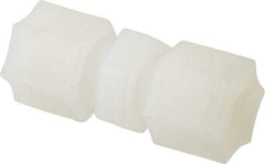 Made in USA - 3/8" Tube OD, Kynar Plastic Compression Tube Union - 275°F Max, Plastic Grip - USA Tool & Supply