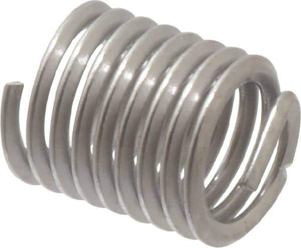 Heli-Coil - #6-40 UNF, 0.276" OAL, Free Running Helical Insert - 8-3/8 Free Coils, Tanged, 304 Stainless Steel, Bright Finish, 2D Insert Length - Exact Industrial Supply