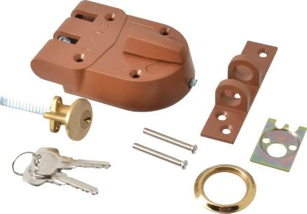 Yale - 1-1/8 to 2-1/4" Door Thickness, Brass Lacquer Finish, Jimmy Proof Rim Deadbolt - Rim Cylinder - USA Tool & Supply