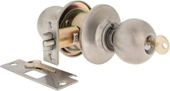 Yale - 1-3/8" Door Thickness, Stainless Steel Entrance Knob Lockset - 2-3/4" Back Set, 2 Cylinder - USA Tool & Supply