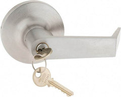 Yale - Fire Rated, Entry Lever Lock with 3-1/2" Rose - Chrome (26D) Finish, Grade 1 - USA Tool & Supply