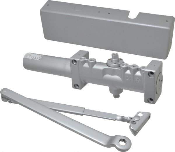 Norton Door Closers - Push & Pull Side Mount, Multi Size Closer Power Operated Damper - Aluminum Finish - USA Tool & Supply