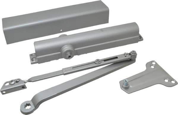 Norton Door Closers - Push & Pull Side Mount, Multi Size Closer Power Operated Damper - Aluminum Finish - USA Tool & Supply
