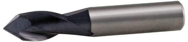 Accupro - 5/8" Diam, 1-1/4" LOC, 2 Flute, 90° Point Angle, Solid Carbide Drill Mill - AlTiN Finish, 3-1/2" OAL, 5/8" Shank Diam - USA Tool & Supply