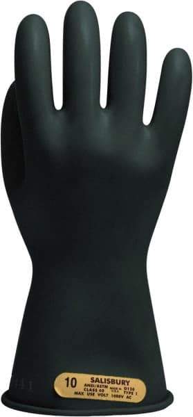 Salisbury by Honeywell - Class 00, Size L (9), 11" Long, Rubber Lineman's Glove - 500 AC Max Use Voltage, 2,500 AC Test Voltage, Black, ASTM D120 - USA Tool & Supply