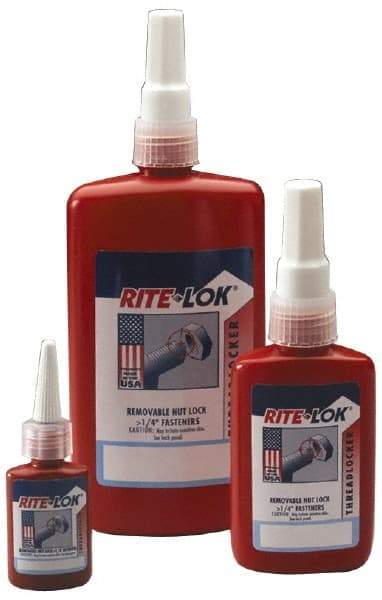 3M - 250 mL Bottle, Red, Medium Strength Liquid Threadlocker - Series TL62, 24 hr Full Cure Time, Hand Tool, Heat Removal - USA Tool & Supply