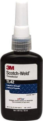 3M - 50 mL Bottle, Blue, Medium Strength Liquid Threadlocker - Series TL42, 24 hr Full Cure Time, Hand Tool Removal - USA Tool & Supply