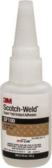 3M - 0.71 oz Bottle Clear Instant Adhesive - Series SF100, 3 to 30 sec Working Time, 24 hr Full Cure Time, Bonds to Cardboard, Ceramic, Fabric, Fiberglass, Foam, Glass, Leather, Metal, Paper, Plastic, Rubber, Vinyl & Wood - USA Tool & Supply