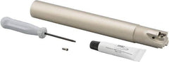 Iscar - 1" Cut Diam, 0.315" Max Depth of Cut, 1" Shank Diam, 7.87" OAL, Indexable Square Shoulder Helical End Mill - Cylindrical Shank, 90° Lead Angle, Through Coolant, Series Helitang - USA Tool & Supply