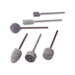 Standard Abrasives - 1/2" Head Diam x 1/2" Thickness, B121, Ball End, Aluminum Oxide Mounted Point - Dark Gray, 45,300 RPM - USA Tool & Supply