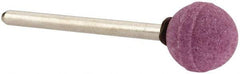 Standard Abrasives - 1/2" Head Diam x 1/2" Thickness, B121, Ball End, Aluminum Oxide Mounted Point - Blue, Medium Grade, 45,300 RPM - USA Tool & Supply