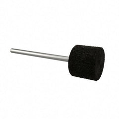 Standard Abrasives - 1/2" Head Diam x 1/2" Thickness, W185, Cylinder End, Aluminum Oxide Mounted Point - Black, Fine Grade, 34,500 RPM - USA Tool & Supply