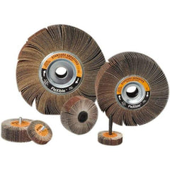 Standard Abrasives - 6 Inch Diameter, 80 Grit Aluminum Oxide Flexible Flap Wheel - 1 Inch Hole, 1 Inch Wide, Coated, Medium Grade, 6,200 Max RPM - USA Tool & Supply