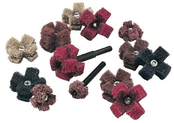 Standard Abrasives - 1-1/2" Diam Medium Density Cross Buff - 2 Plys, 8-32 Thread, Coarse Grade, 20,000 Max RPM - USA Tool & Supply