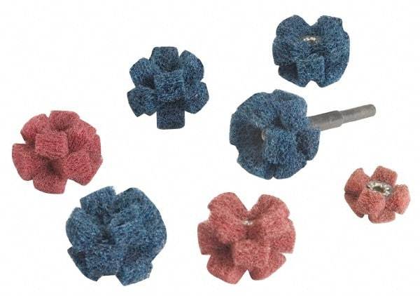Standard Abrasives - 12 Piece Deburring Kit - 1-1/2" Diam Aluminum Oxide & Silicon Carbide, Medium & Very Fine Grade, Mandrel Connection, Shank Included - USA Tool & Supply