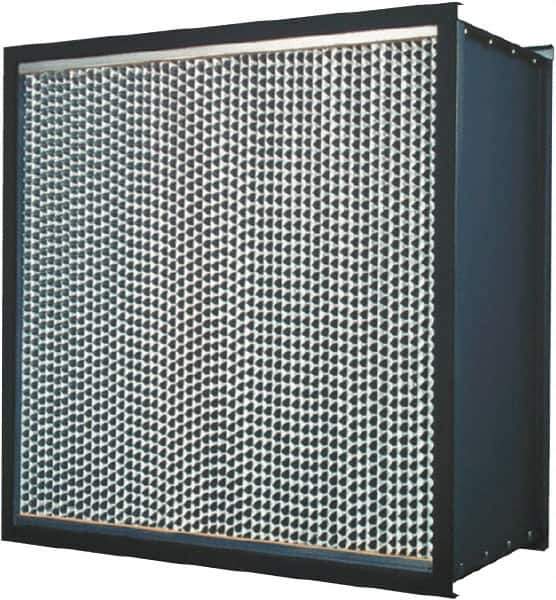 Made in USA - 24" High x 12" Wide 11-1/2" Deep, 95% Capture Efficiency, HEPA Air Filter - Microfiber Paper Media, Galvanized Steel Frame, 250 FPM Max, 500 CFM, 180°F Max, Use with Hospitals & Clean Rooms - USA Tool & Supply