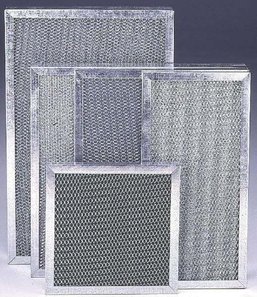 Made in USA - 10" Noml Height x 20" Noml Width x 2" Noml Depth, 76% Capture Efficiency, Permanent Air Filter - MERV 7, Aluminum Cloth & Mesh, Integrated Aluminum Frame, 300 Max FPM, 600 CFM, For Any Unit - USA Tool & Supply