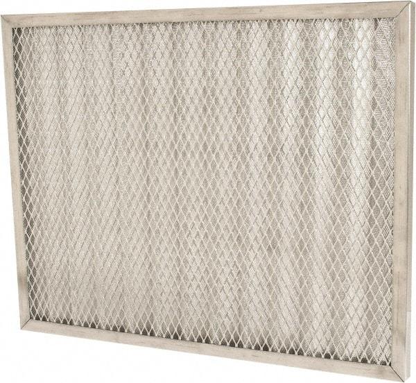 Made in USA - 16" Noml Height x 20" Noml Width x 1" Noml Depth, 71% Capture Efficiency, Permanent Air Filter - MERV 7, Aluminum Cloth & Mesh, Integrated Aluminum Frame, 300 Max FPM, 640 CFM, For Any Unit - USA Tool & Supply