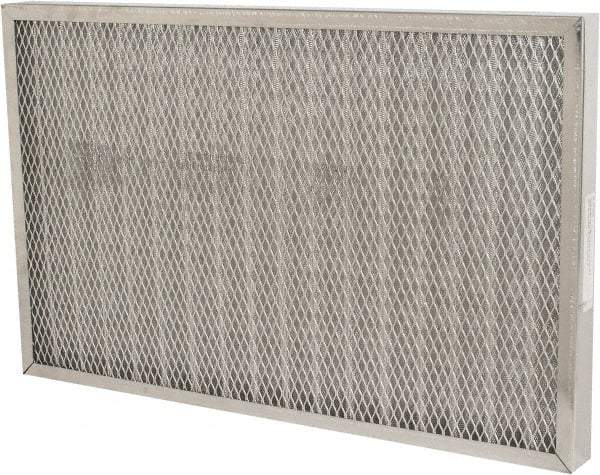 Made in USA - 16" Noml Height x 25" Noml Width x 2" Noml Depth, 76% Capture Efficiency, Permanent Air Filter - MERV 7, Aluminum Cloth & Mesh, Integrated Aluminum Frame, 300 Max FPM, 640 CFM, For Any Unit - USA Tool & Supply