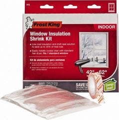 Frost King - 62" Long x 42" Wide, Indoor Shrink Film and Tape Window Kit Weatherstripping - Clear Plastic - USA Tool & Supply