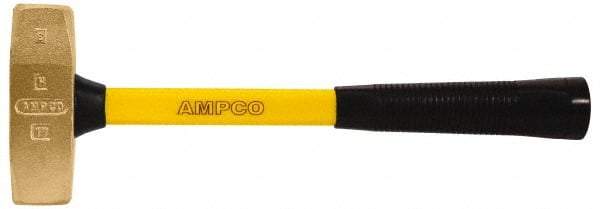 Ampco - 2-3/4 Lb Bronze Nonsparking Double Face Engineer's Hammer - Hickory Handle - USA Tool & Supply