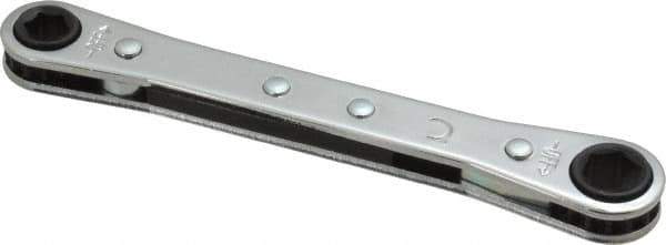 Lang - 1/4" x 5/16" 6 Point Ratcheting Box Wrench - Double End, 4-1/4" OAL, Steel - USA Tool & Supply