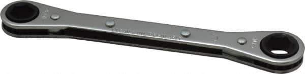 Lang - 3/8" x 7/16" 6 Point Ratcheting Box Wrench - Double End, 5-1/2" OAL, Steel - USA Tool & Supply