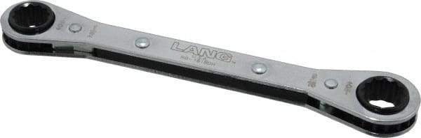 Lang - 1/2" x 9/16" 12 Point Ratcheting Box Wrench - Double End, 6-7/8" OAL, Steel - USA Tool & Supply