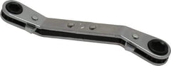 Lang - 1/4" x 5/16" 6 Point Reversible Ratcheting Offset Box Wrench - Double End, 4-1/4" OAL, Steel, 25° Offset - USA Tool & Supply