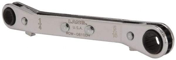 Lang - 1/4" x 5/16" 12 Point Reversible Ratcheting Offset Box Wrench - Double End, 4-1/4" OAL, Steel, 25° Offset - USA Tool & Supply