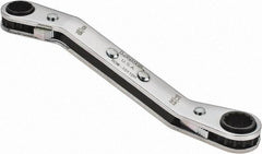 Lang - 5/16" x 11/32" 12 Point Reversible Ratcheting Offset Box Wrench - Double End, 4-1/4" OAL, Steel, 25° Offset - USA Tool & Supply