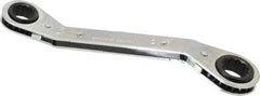 Lang - 15mm x 17mm 12 Point Reversible Ratcheting Offset Box Wrench - 8" OAL, Steel, 25° Offset - USA Tool & Supply