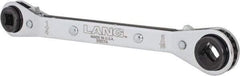 Lang - 1/4" & 3/16" Sq x 9/16" & 1/2" Hex 6 Point 4 in 1 Reversible Ratcheting Offset Box Wrench - Steel - USA Tool & Supply