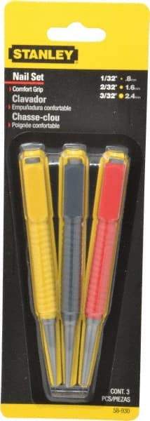 Stanley - 3 Piece, 1/32 to 3/32", Nail Punch Set - Comes in Carded - USA Tool & Supply