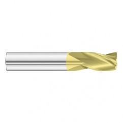 13/32 Dia. x 2-3/4 Overall Length 3-Flute Square End Solid Carbide SE End Mill-Round Shank-Center Cut-TiN - USA Tool & Supply