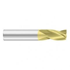 15/32 Dia. x 3 Overall Length 3-Flute Square End Solid Carbide SE End Mill-Round Shank-Center Cut-TiN - USA Tool & Supply