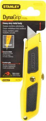 Stanley - Retractable Utility Knife - Plastic with Rubber Grip Handle, 3 Blades Included - USA Tool & Supply